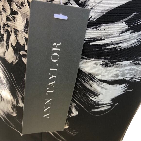 Ann Taylor black white floral off shoulder silk dress  size 4 NEW - Picture 10 of 12